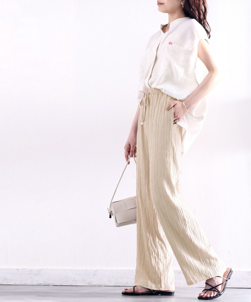 classicalelf（クラシカルエルフ）の「お洒落リラクシー。縦ストライプ柄イージーパンツ（その他パンツ・レディース・アイボリー/ブラック・LARGE/X-LARGE/SMALL/MEDIUM）」の8枚目の写真