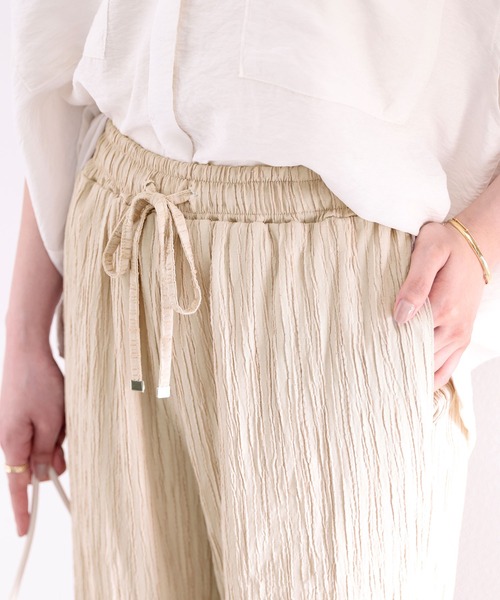 classicalelf（クラシカルエルフ）の「お洒落リラクシー。縦ストライプ柄イージーパンツ（その他パンツ・レディース・アイボリー/ブラック・LARGE/X-LARGE/SMALL/MEDIUM）」の5枚目の写真