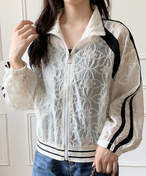 DIAVEL（ディアベル）の「【新色追加 】刺繍シアー素材ブルゾン（ブルゾン・レディース・アイボリー/ブラック・M）」の15枚目の写真