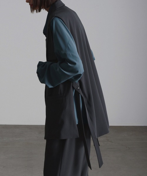 Loose/ルース（ルース）の「ドレープ サイドコードダブルジレベスト【22SS ver】【セットアップ対応】（ベスト・メンズ・チャコールグレー/ダークブラウン・S/M）」の3枚目の写真