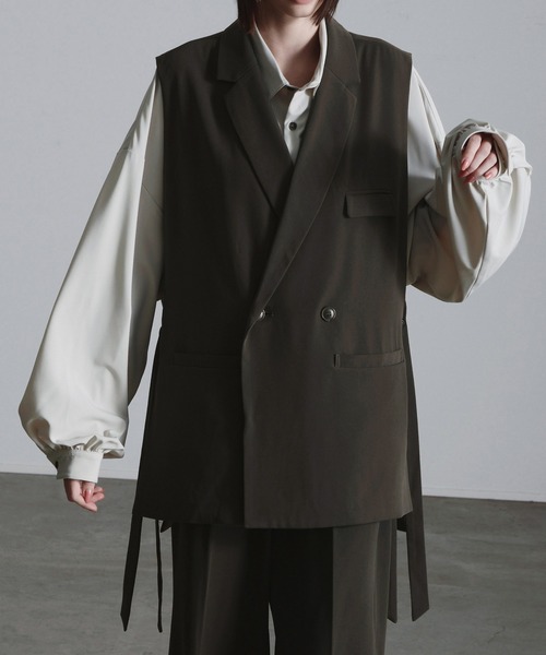 Loose/ルース（ルース）の「ドレープ サイドコードダブルジレベスト【22SS ver】【セットアップ対応】（ベスト・メンズ・チャコールグレー/ダークブラウン・S/M）」の10枚目の写真