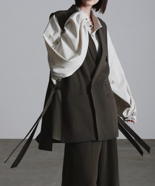 Loose/ルース（ルース）の「ドレープ サイドコードダブルジレベスト【22SS ver】【セットアップ対応】（ベスト・メンズ・チャコールグレー/ダークブラウン・S/M）」の14枚目の写真