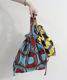 アフリカンバティック巾着バッグ