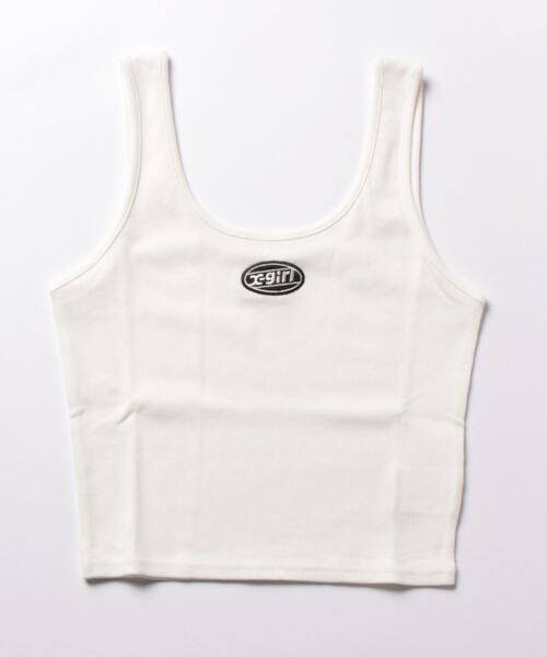 X-girl(エックスガール)の「【X-girl /エックスガール】 OVAL LOGO TANK TOP(タンクトップ・レディース・マルチ/ブラック/グリーン/ホワイト・S/M)」の1枚目の写真