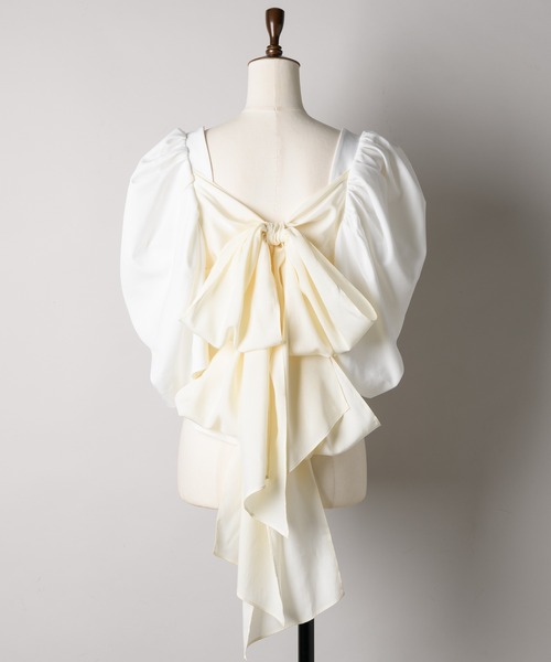 J1U by LA BELLE ETUDE（ジユウバイラベルエチュード）の「デザインスリーブバッグリボンコルセットブラウス（シャツ/ブラウス・レディース・ホワイト/ブラック・FREE）」の15枚目の写真