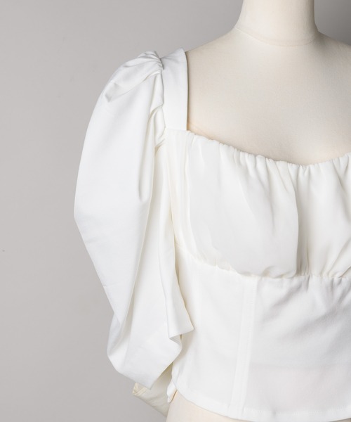 J1U by LA BELLE ETUDE（ジユウバイラベルエチュード）の「デザインスリーブバッグリボンコルセットブラウス（シャツ/ブラウス・レディース・ホワイト/ブラック・FREE）」の19枚目の写真