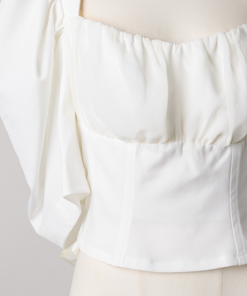 J1U by LA BELLE ETUDE（ジユウバイラベルエチュード）の「デザインスリーブバッグリボンコルセットブラウス（シャツ/ブラウス・レディース・ホワイト/ブラック・FREE）」の21枚目の写真