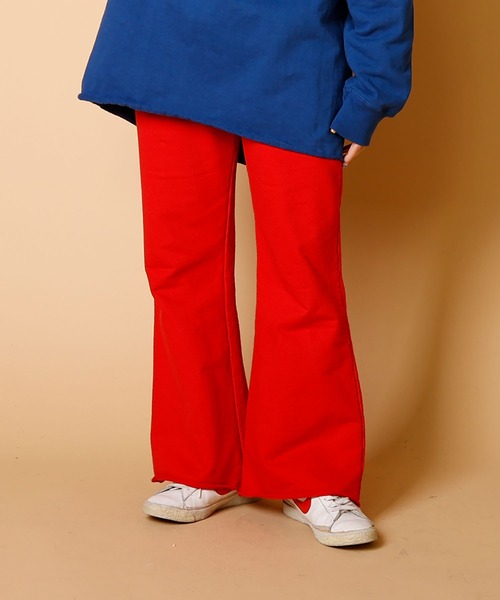 パンツ Crash velour wide flare pants Pure Grey Contrast Black Zipper Flare Pant