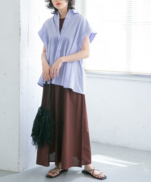 KBF（ケイビーエフ）の「タックフレアスリーブレスブラウス（シャツ/ブラウス・レディース・ブラック/オフホワイト/ブルー系その他・ONE）」の8枚目の写真