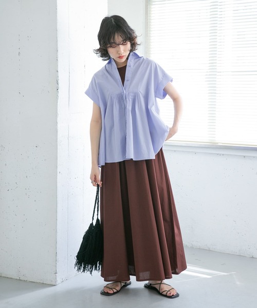 KBF（ケイビーエフ）の「タックフレアスリーブレスブラウス（シャツ/ブラウス・レディース・ブラック/オフホワイト/ブルー系その他・ONE）」の18枚目の写真