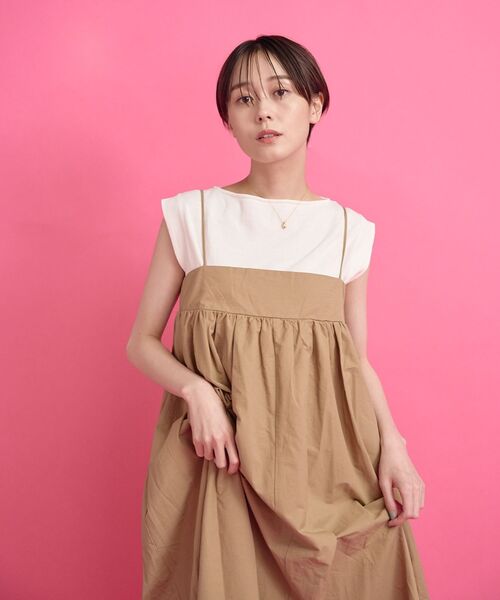 Kari & lili(カウリアンドリィリィ)の「ギャザーキャミOP(ワンピース・レディース・キャメル/オフホワイト/ブラック・FREE)」の8枚目の写真