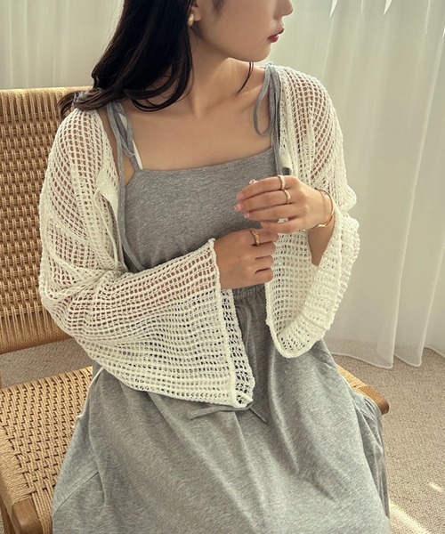 one after another NICE CLAUP（ワンアフターアナザーナイスクラップ）の「透かしあみトップス+カットワンピースセット（ワンピース・レディース・ブラック/レッド/杢グレー・FREE）」の15枚目の写真