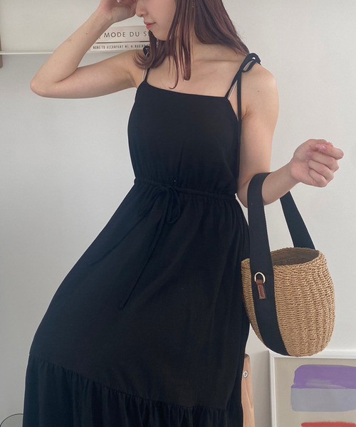 one after another NICE CLAUP（ワンアフターアナザーナイスクラップ）の「透かしあみトップス+カットワンピースセット（ワンピース・レディース・ブラック/レッド/杢グレー・FREE）」の4枚目の写真