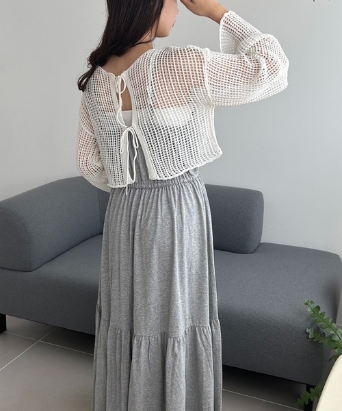 one after another NICE CLAUP（ワンアフターアナザーナイスクラップ）の「透かしあみトップス+カットワンピースセット（ワンピース・レディース・ブラック/レッド/杢グレー・FREE）」の16枚目の写真