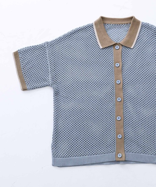 n'OrLABEL（ノアールレーベル）の「【廃盤】『配色×メッシュ編みニット』（ニット/セーター・レディース・ブラック/グレイッシュブルー・FREE）」の11枚目の写真