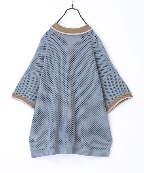 n'OrLABEL（ノアールレーベル）の「【廃盤】『配色×メッシュ編みニット』（ニット/セーター・レディース・ブラック/グレイッシュブルー・FREE）」の14枚目の写真