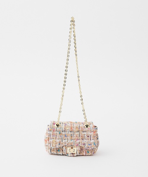 PAPILLONNER(パピヨネ)の「ツイードミニショルダー(ショルダーバッグ・レディース・ブラック/ピンク/グリーン・FREE)」の8枚目の写真