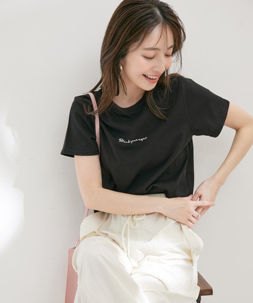 【汗染み防止・洗える】フロントロゴ刺繍チビTシャツ