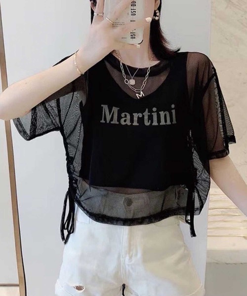 SPIGA（スピーガ）の「ﾛｺﾞﾀﾝｸﾄｯﾌﾟ+ﾒｯｼｭﾄｯﾌﾟｽｾｯﾄ（タンクトップ・レディース・ブラック/ホワイト・FREE）」の2枚目の写真