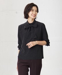 【洗える】フェミニッシュパウダー dots ボウタイ ブラウス