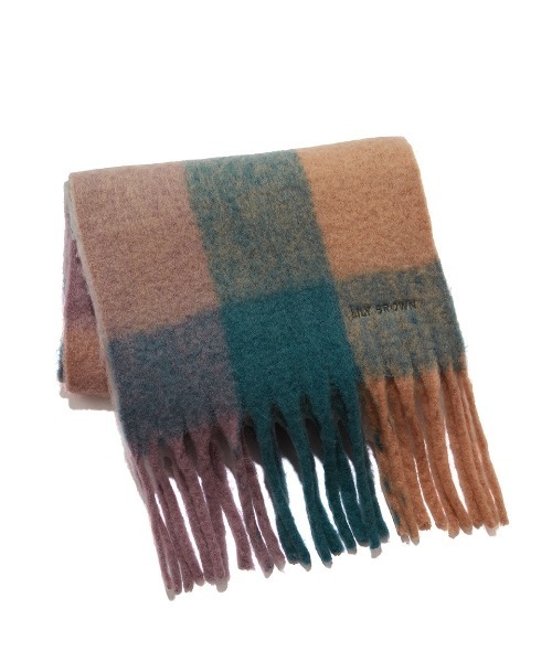 LILY BROWN（リリーブラウン）の「フリンジチェックストール（その他ヘアアクセサリー・レディース・イエロー/ブラック/グリーン・FREE）」の5枚目の写真
