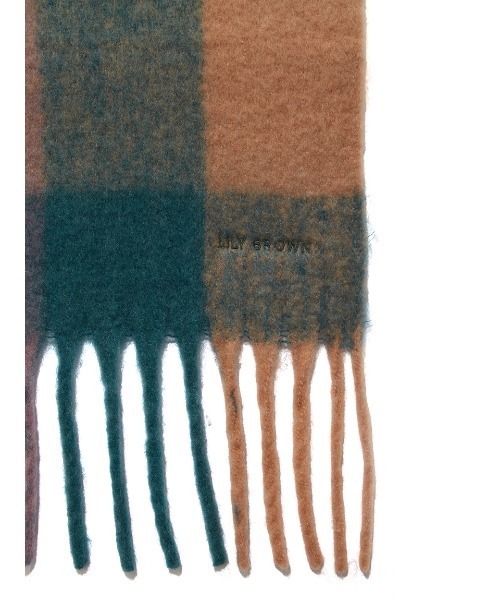 LILY BROWN（リリーブラウン）の「フリンジチェックストール（その他ヘアアクセサリー・レディース・イエロー/ブラック/グリーン・FREE）」の6枚目の写真