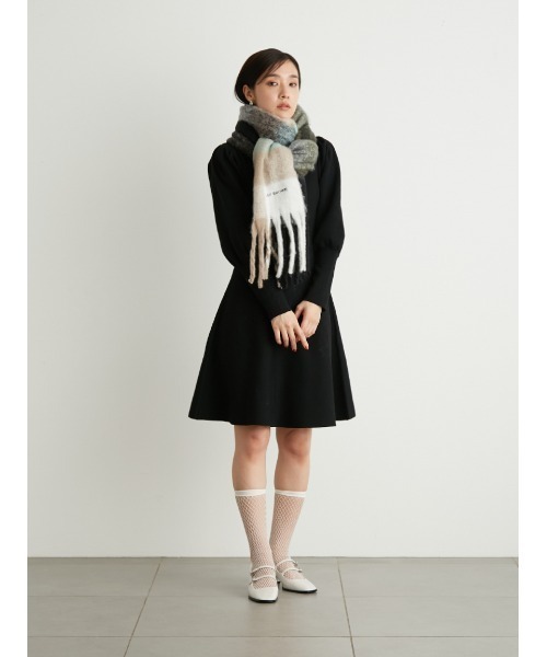 LILY BROWN（リリーブラウン）の「フリンジチェックストール（その他ヘアアクセサリー・レディース・イエロー/ブラック/グリーン・FREE）」の12枚目の写真