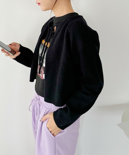 CLEA（クレア）の「フロントリボンスムースニットトップス（ニット/セーター・レディース・ブラック/ベージュ/アイボリー・FREE）」の20枚目の写真