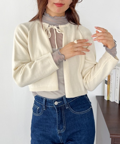 CLEA（クレア）の「フロントリボンスムースニットトップス（ニット/セーター・レディース・ブラック/ベージュ/アイボリー・FREE）」の16枚目の写真