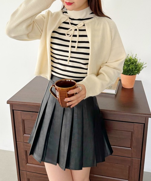 CLEA（クレア）の「フロントリボンスムースニットトップス（ニット/セーター・レディース・ブラック/ベージュ/アイボリー・FREE）」の11枚目の写真