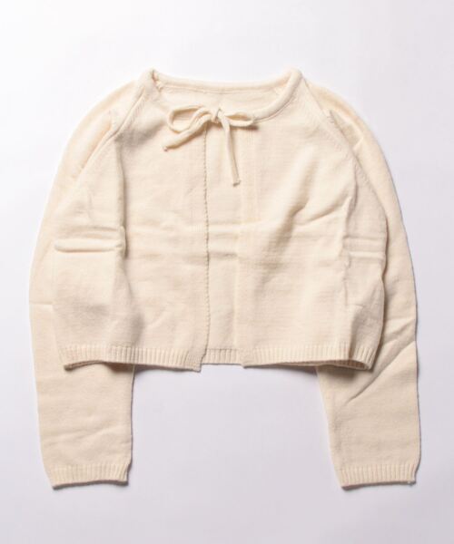 CLEA（クレア）の「フロントリボンスムースニットトップス（ニット/セーター・レディース・ブラック/ベージュ/アイボリー・FREE）」の5枚目の写真