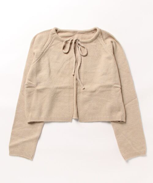 CLEA（クレア）の「フロントリボンスムースニットトップス（ニット/セーター・レディース・ブラック/ベージュ/アイボリー・FREE）」の7枚目の写真