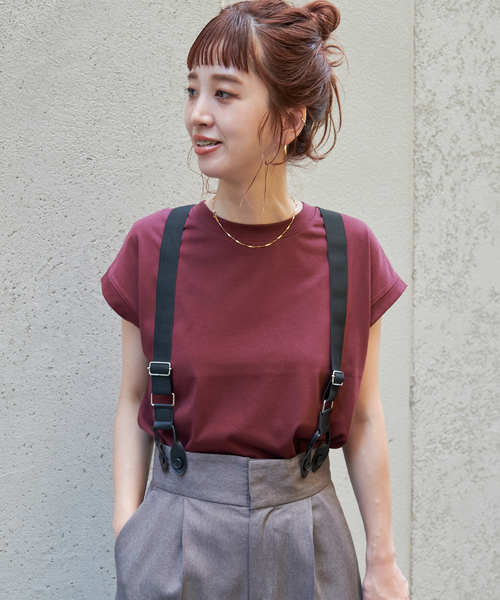 tシャツ ヘムラウンドフレンチスリーブT レディース Amazon.co.jp: フレンチスリーブ 半袖 Tシャツ レディース 半袖