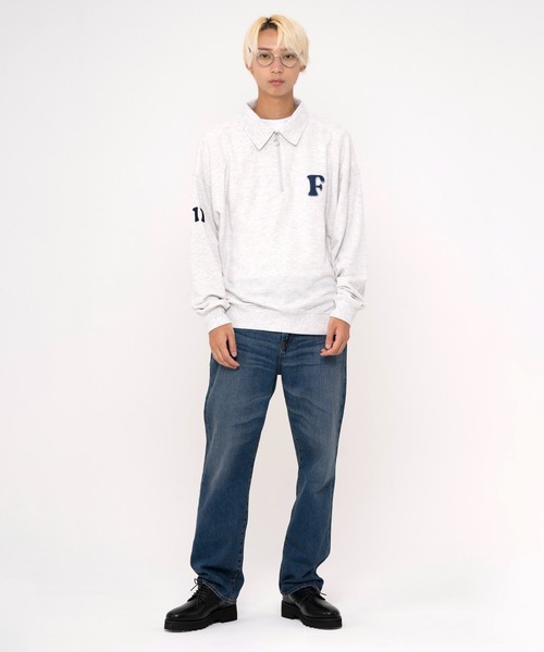 FILA（フィラ）の「FILA フィラ WEB限定 別注 ワンポイント デザイン ロゴ アップリケ 刺繍 オーバーサイズ 長袖 ハーフジップ スウェット トレーナー 裏毛（スウェット・メンズ・ピーコックグリーン系/ブラック/アッシュグレー・L/M/LL）」の16枚目の写真