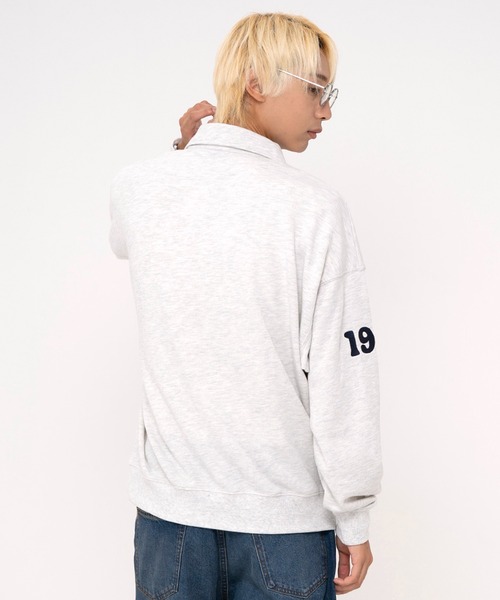 FILA（フィラ）の「FILA フィラ WEB限定 別注 ワンポイント デザイン ロゴ アップリケ 刺繍 オーバーサイズ 長袖 ハーフジップ スウェット トレーナー 裏毛（スウェット・メンズ・ピーコックグリーン系/ブラック/アッシュグレー・L/M/LL）」の15枚目の写真