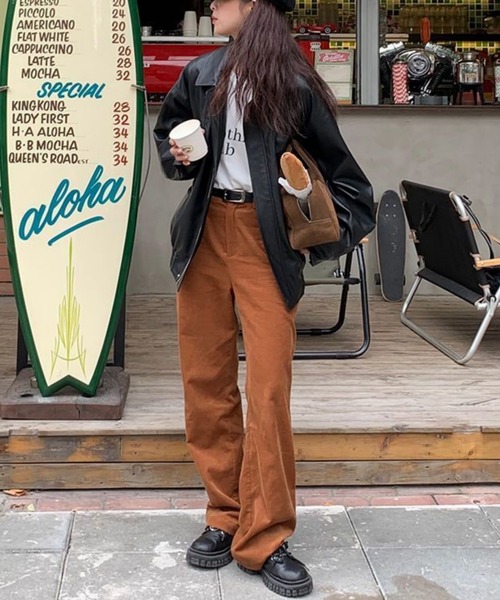 MAISON DE THERESE（メゾン ド テレーズ）の「ビッグシルエットフェイクレザーPUブルゾン/ジャケット【男女兼用】 ライダースジャケット（ライダースジャケット・レディース・ブラック/ブラウン・M/S/L/2XL/XL）」の4枚目の写真