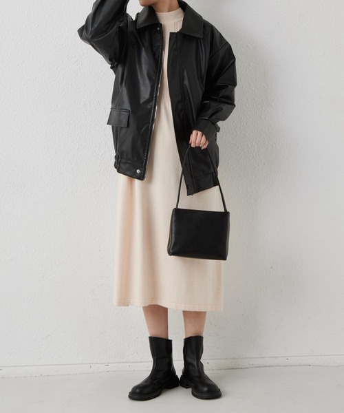 ビックシルエット　レザーブルゾン SUGGESTION 革ジャン ライダース Big silhouette fake leather