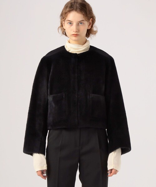 美品　tomorrowland unknown ムートン　本物　フリーサイズ　黒 フェイクムートン リバーシブルジャケット | maison TOMORROWLAND