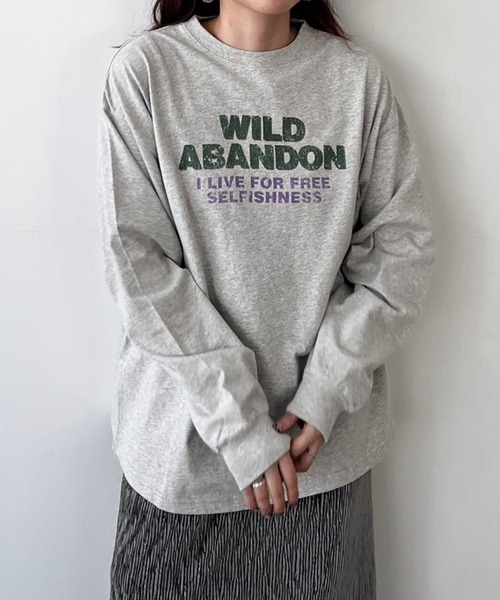 LOWRYS FARM（ローリーズファーム）の「オリジナルバンドＴＬＳ　980475（Tシャツ/カットソー・レディース・アイボリー/グレー系その他/グレー/チャコールグレー・FREE）」の3枚目の写真