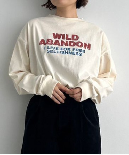 LOWRYS FARM（ローリーズファーム）の「オリジナルバンドＴＬＳ　980475（Tシャツ/カットソー・レディース・アイボリー/グレー系その他/グレー/チャコールグレー・FREE）」の2枚目の写真