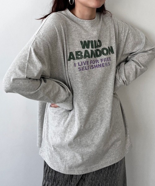 LOWRYS FARM（ローリーズファーム）の「オリジナルバンドＴＬＳ　980475（Tシャツ/カットソー・レディース・アイボリー/グレー系その他/グレー/チャコールグレー・FREE）」の10枚目の写真