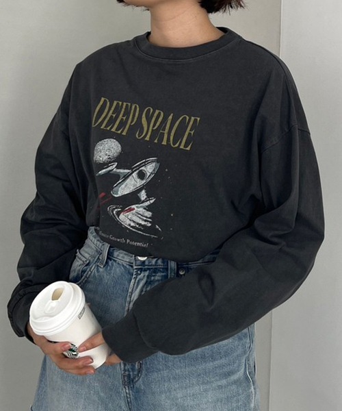 LOWRYS FARM（ローリーズファーム）の「オリジナルバンドＴＬＳ　980475（Tシャツ/カットソー・レディース・アイボリー/グレー系その他/グレー/チャコールグレー・FREE）」の12枚目の写真