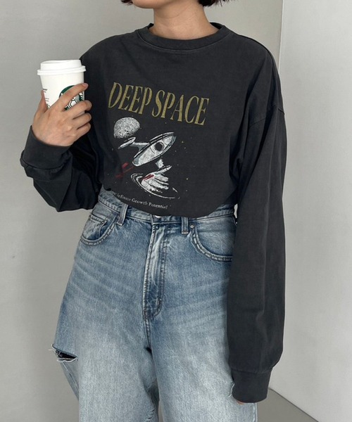 LOWRYS FARM（ローリーズファーム）の「オリジナルバンドＴＬＳ　980475（Tシャツ/カットソー・レディース・アイボリー/グレー系その他/グレー/チャコールグレー・FREE）」の13枚目の写真