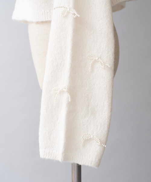 one after another NICE CLAUP（ワンアフターアナザーナイスクラップ）の「【ribbon collection】リボンパールニットプルオーバー（ニット/セーター・レディース・オフホワイト/ミント/チャコールグレー・FREE）」の22枚目の写真
