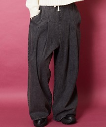 2タック　ワイドストレート袴パンツ