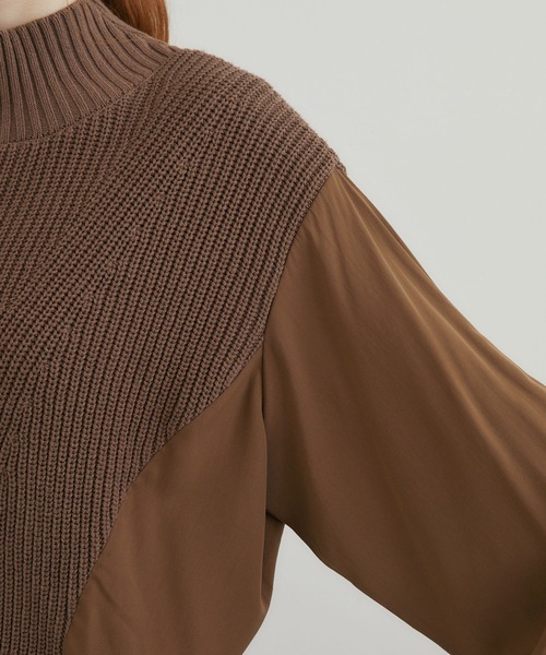 ROSIEE（ロージー）の「ROSIEE レイヤード風異素材ドッキングワンピース（ワンピース・レディース・ブラック/ブラウン・FREE）」の13枚目の写真