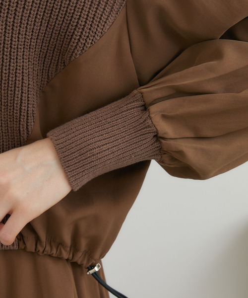 ROSIEE（ロージー）の「ROSIEE レイヤード風異素材ドッキングワンピース（ワンピース・レディース・ブラック/ブラウン・FREE）」の14枚目の写真