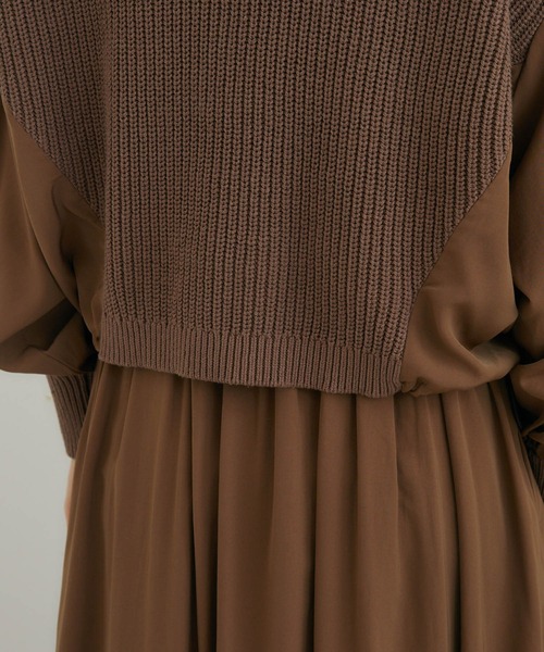 ROSIEE（ロージー）の「ROSIEE レイヤード風異素材ドッキングワンピース（ワンピース・レディース・ブラック/ブラウン・FREE）」の19枚目の写真