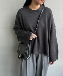 [mizuiro ind/ミズイロインド] ワイドシルエット クルーネックニット