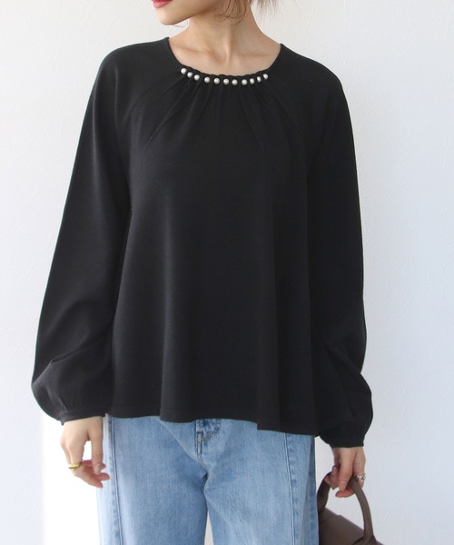 【セール】ウール混パールネックＡラインニットプルオーバー（ニット/セーター）｜TITE IN THE STORE（ティテ インザ ストア）